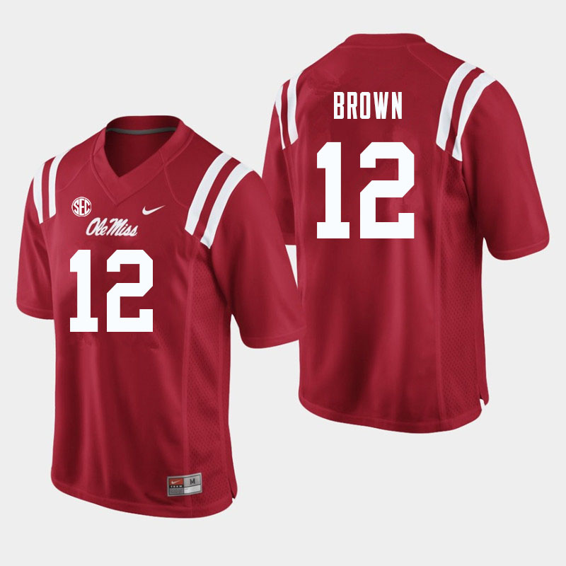 Jakivuan Brown Ole Miss Rebels NCAA Men's Red #12 Stitched Limited College Football Jersey CHV7458JI